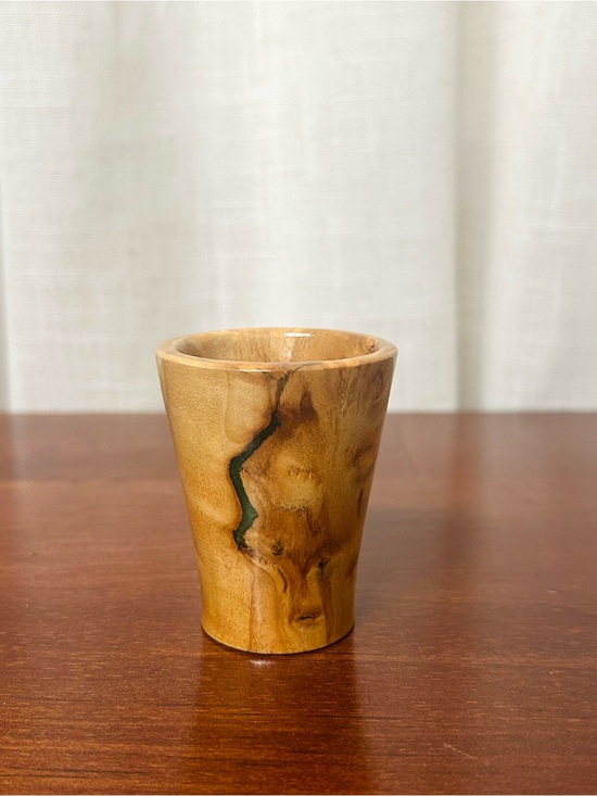 Hand Crafted Other - Shot Glass Wood Handcrafted Maple Burl Green Resin Rustic Barware